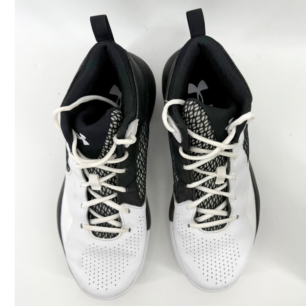 Under Armour Lockdown 5 Basketball Shoes Mens 10 White Black Athletic Shoes - Picture 8 of 11